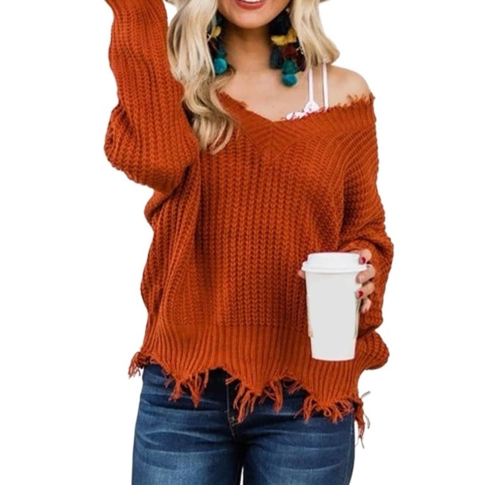 Dark Orange/Rust Color Pink Lily Sweater - Picture 1 of 3